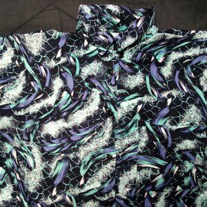Vintage Natalie Abstract Strokes Button Shirt Hawaiian